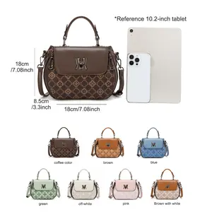 Retro letter-print shoulder bag; classic color-blocked crossbody and handbag; made of synthetic leather with distinctive design features, adjustable strap, zip closure, polyester lining, and painted detailing—perfect for any occasion