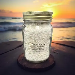 All Natural Homemade Laundry Soap with Baking Soda washing soda, epsom salt, borax & Sandalwood Essential Oil for Gentle Cleaning