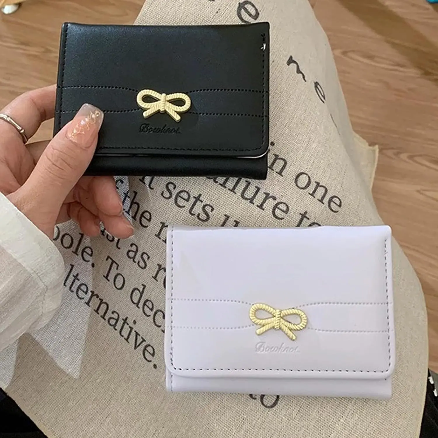 Cute Coquette Bow Small Wallet for Women Girls | Small Compact Wallet Aesthetic Card Holder,7 Card Slots, Cash Slot, ID Window,Daily Use,Gift finds
