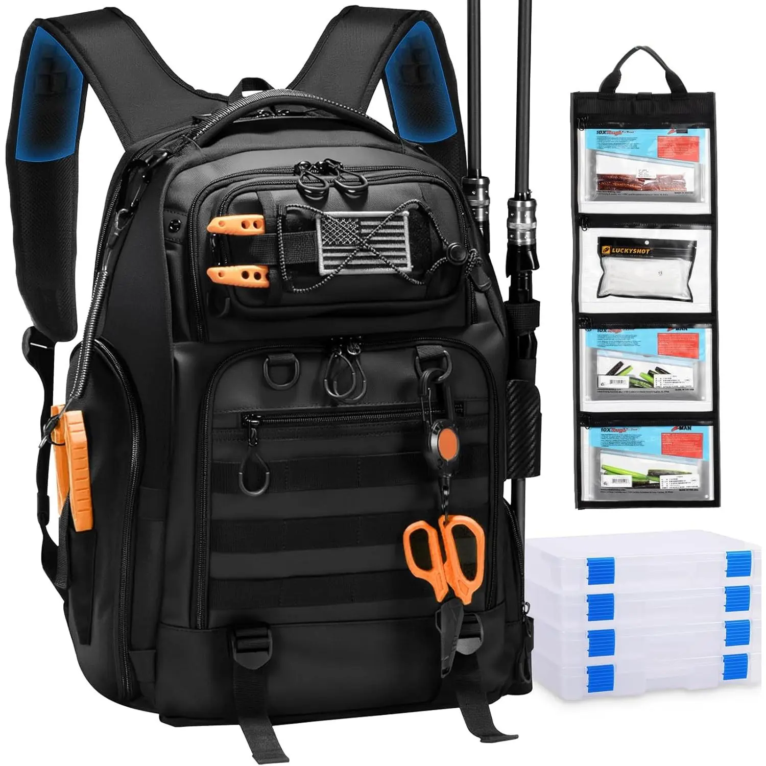 C: 50L Backpack with (4) 3600 Tackle Boxes
