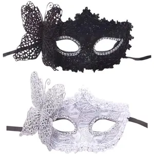 Butterfly Lace Masquerade Eye Mask 2 PCS Venetian Costume Accessory for Carnival Cosplay Prom Wedding Party for Adults