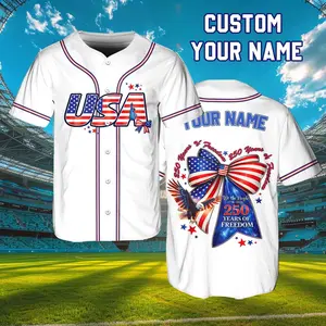 Independence Day America Baseball Jersey, 4th Of July Jersey, Custom USA Jersey, Patriotic Memorial Day Shirts, 250 Years of Freedom Shirt