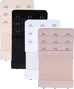 Bra Extender 3 Hooks 3 Rows Elastic Bra Band Hook Strap Extensions for Women, Pack of 4