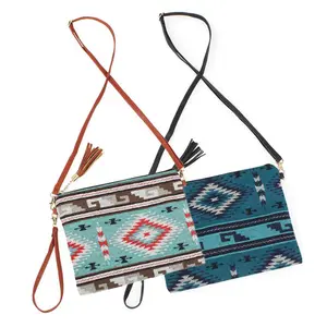 PacificPlex Western Native American Saddle Blanket Crossbody Clutch Bag Purse for Women