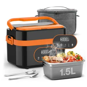 Father's Day Gift 1.5L Portable Cordless Electric Lunch Box, Rechargeable Battery, Quick Heating, Includes Spoon and Insulated Bag