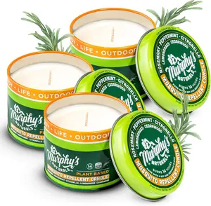 Mini Mosquito Bug Repellent Candles for Outdoor Patio, Citronella & Essential Oils, 14-Hour Burn Time Each, 3.5 oz, 3-Pack