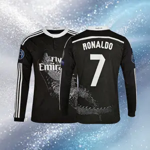 7# Cristiano Ronaldo 14 15 Third Away Black Long Sleeve Soccer Jersey Fans Version