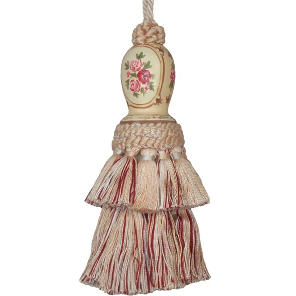 123 Creations C255C 6-Inch Annie Cream Hand-Painted Rayon Thread Hangable Ornaments - Decorative Tassel for Door-Window Hanging, Decoration Gift for Home Decor
