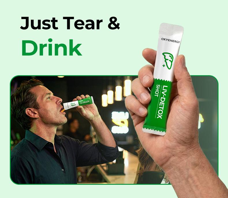 OXYENERGY LIVER-DETOX Shot - Turmeric & Milk Thistle Liver Support Supplement, Orange Flavor, 30 Packets