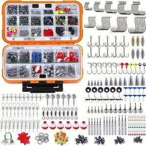 TOPFORT Fishing Accessories Kit, 343pcs, Including Jig Hooks, Bullet Bass Casting Sinker Weights, Fishing Swivels Snaps, Sinker Slides, Fishing Set with Tackle Box