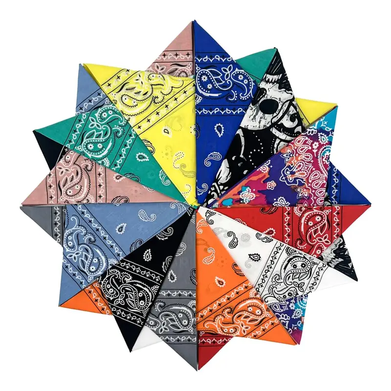 12 Pack Bandanas for Men Women,22 inch All-Gender Paisley Cowboy Bandanas,Square Head Scarf Headwear,Handkerchief Headwrap for Hair Multiple Colors,Christmas Party Gifts,Hand Tools Kits
