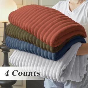 striped pattern bath towel set, 4 counts/set soft water absorbent towels, drying turban multifunctional towel for bathroom, hotel, spa, travel, and sports, home goods