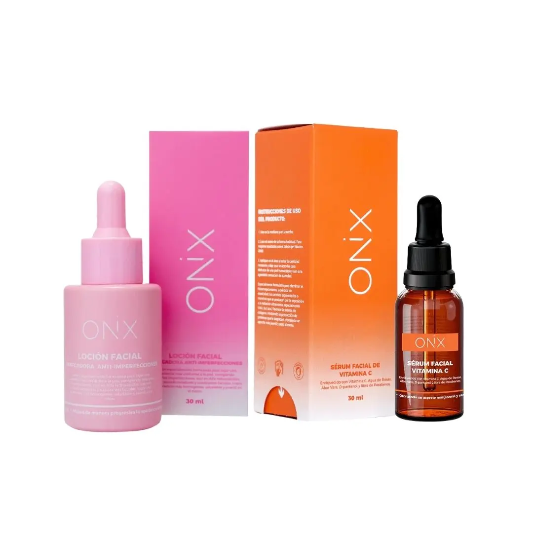 Onix Duo Serum Set Even tone despigmenting with Vitamina C - Hydrating Moisturizer for Daily Skin Repair, Gentle Evening Use, 30ml, Remedy For Dark Spots, Normal, Radiant Glow, 30 Ml, Dark Spot Treatment Skin Care Kits, Hydrate