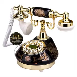 Corded Telephone Retro Landline Phone for Home/Office/Hotel, China Ceramic Antique Telephones Old Fashion Decor Desktop Phone