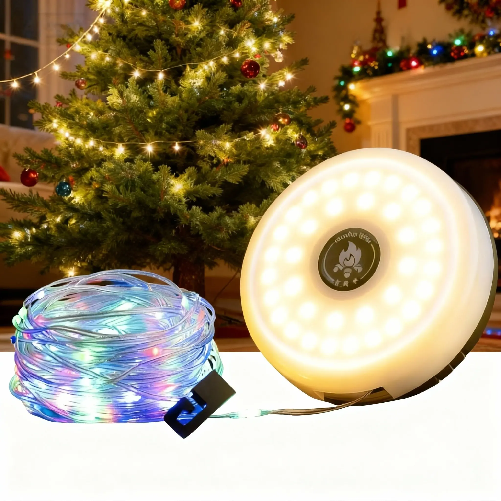 Retractable Camping Hiking String Lights, 32.8ft Rechargeable Waterproof Outdoor LED Bulbs with Quick Storage, 8 Modes for Emergency & Decorative Light Outdoor Use, Hiking / Light Outdoor