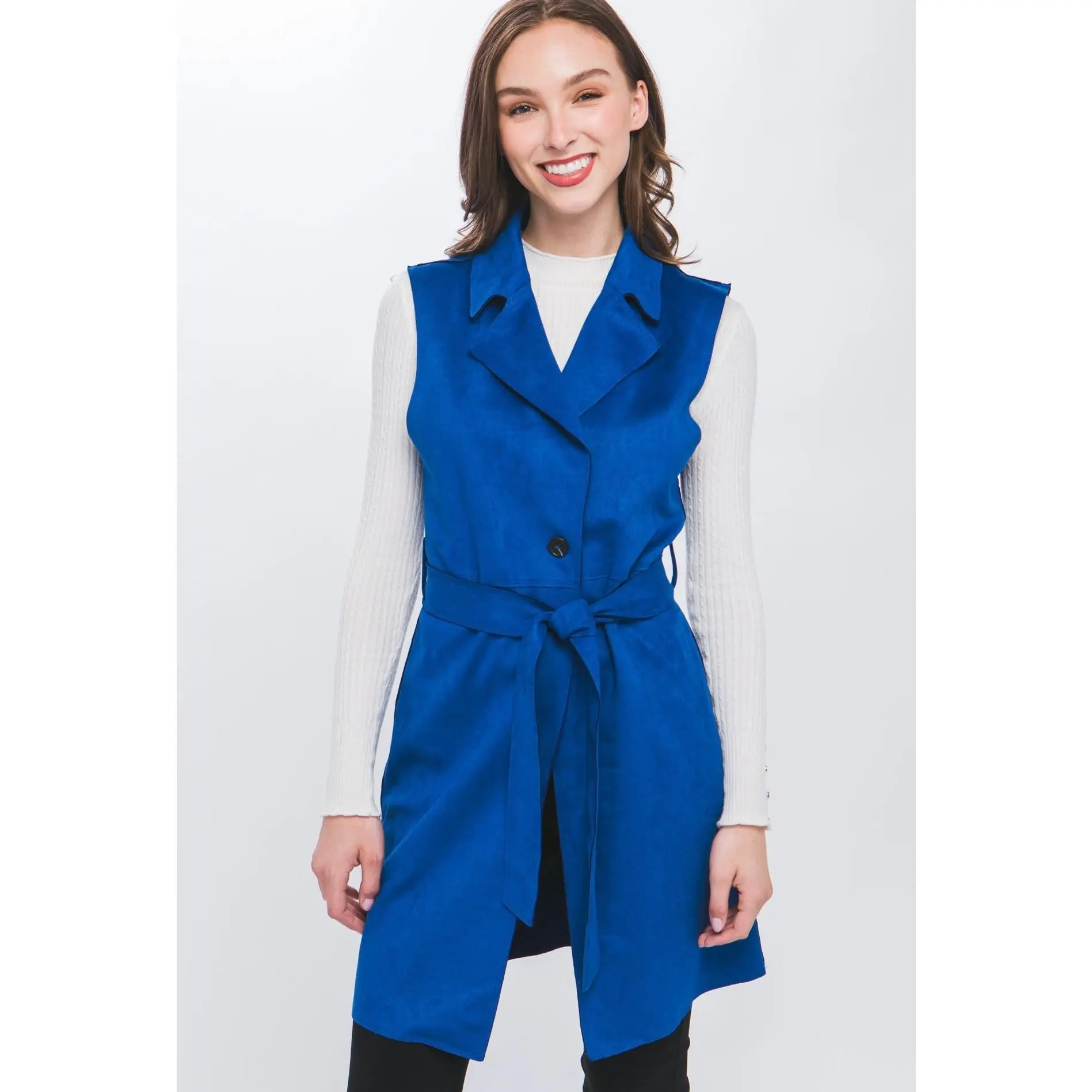 Carmen Suede Long Blazer (Royal)