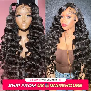 Loose Deep Wave Lace Frontal Wig 13x4 Pre Plucked Lace Front Human Hair Wigs For Women