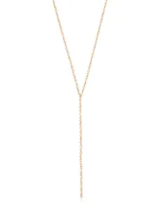 Ettika Dainty Crystal Lariat Necklace 18k Gold Plated Brass with Cubic Zirconia 16" Length 4" Extender Chain 8" Drop Clasp Closure for Adults