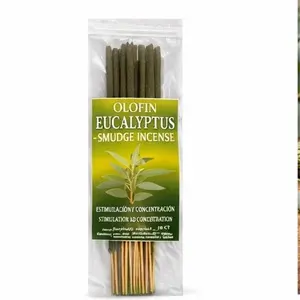 Olofin Eucalyptus Smudge Incense 10.5" Sticks 10 Incense Sticks in 1 PK Bags for Meditation Prayer Yoga and Energy Cleansing Rituals