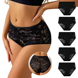 HOTCOM Women’s Elegance Floral Lace Panties – Refined Scallop-Trim Knickers, Soft Breathable Everyday Womenswear