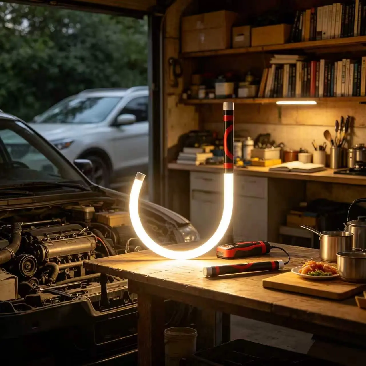 Rechargeable Flexible LED Flashlight Stick (30in), High Lumen Mechanic Work Light with 3 Lighting Modes, Adjustable Neck, Energy-Saving Long Standby, Compact Portable Automotive Inspection Lamp for Car Repair, Mini Coworker Gift (Home & Party Supplies)