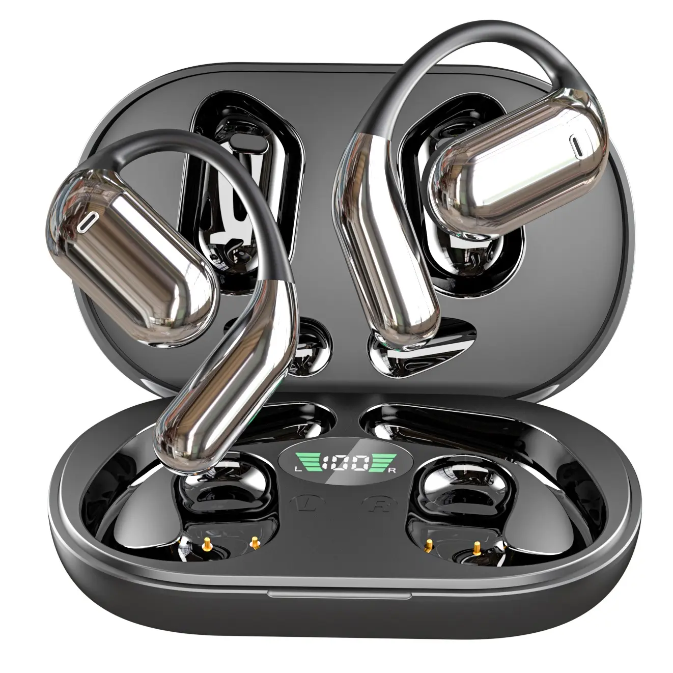 OWS Open Ear Wireless Bluetooth Earbuds - HIFI Audio, Silicone Build, Electronic Device, Stable Connection, IPX7 Waterproof Sports Running Headphones With Microphone