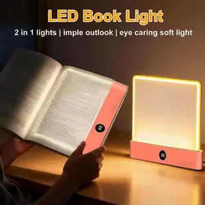 Smart LED Reading Light, Rechargeable Full Page Lamp, 3 Colors, Timer, Adjustable Brightness, Adjustable Lights, Portable Book Light, Acrylic Night Light