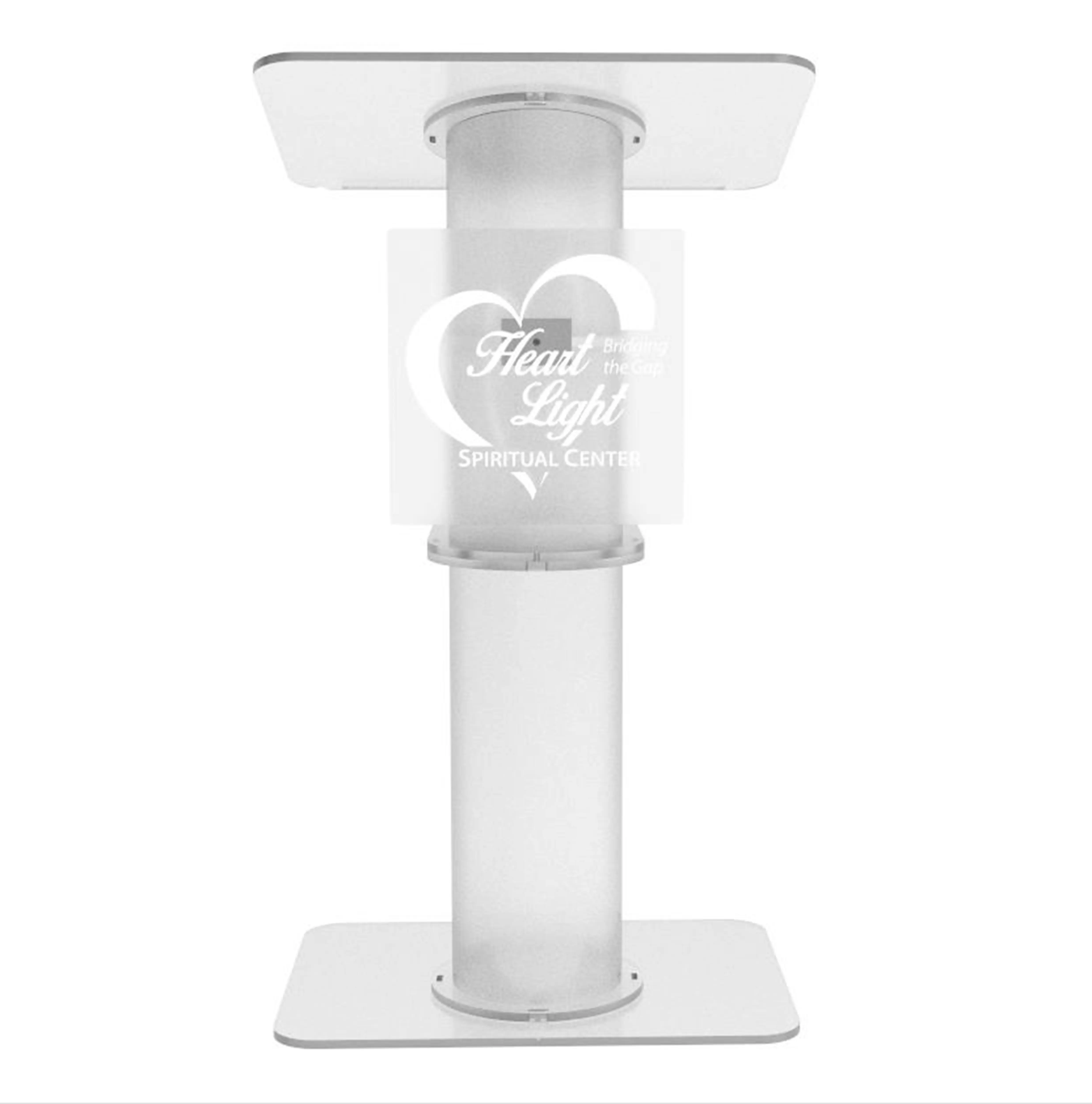 Clear Church Pulpit Event Lectern Plexiglass Acrylic Debate Podium School Simplicy Design 23.3" Wide X 17" Deep X 42" Tall Portable with Cup Holder Tab Custom Logo Laser Etched 12 X 12" Included-NF