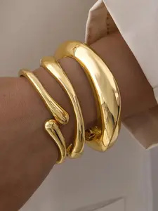 3 Pcs Gold Bangle Bracelets, Tarnish Resistant Stackable Minimalist Bangles for Women, Everyday Wedding Party Birthday Anniversary Jewelry Gift for Her (Mom Sister)