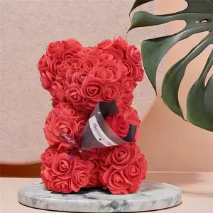 Artificial Rose Bear, Valentine's Day Gift, Home Decor for Mother's Day & Father's Day Gift, Artificial Rose Bouquet, Artificial Flowers