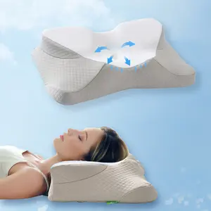 VIZIM Ergonomic Infinity Memory Foam Pillow, Semi-Wrapped Orthopedic Design with Adjustable Height, Cervical Neck Support for Side, Back & Stomach Sleepers, Breathable Cover