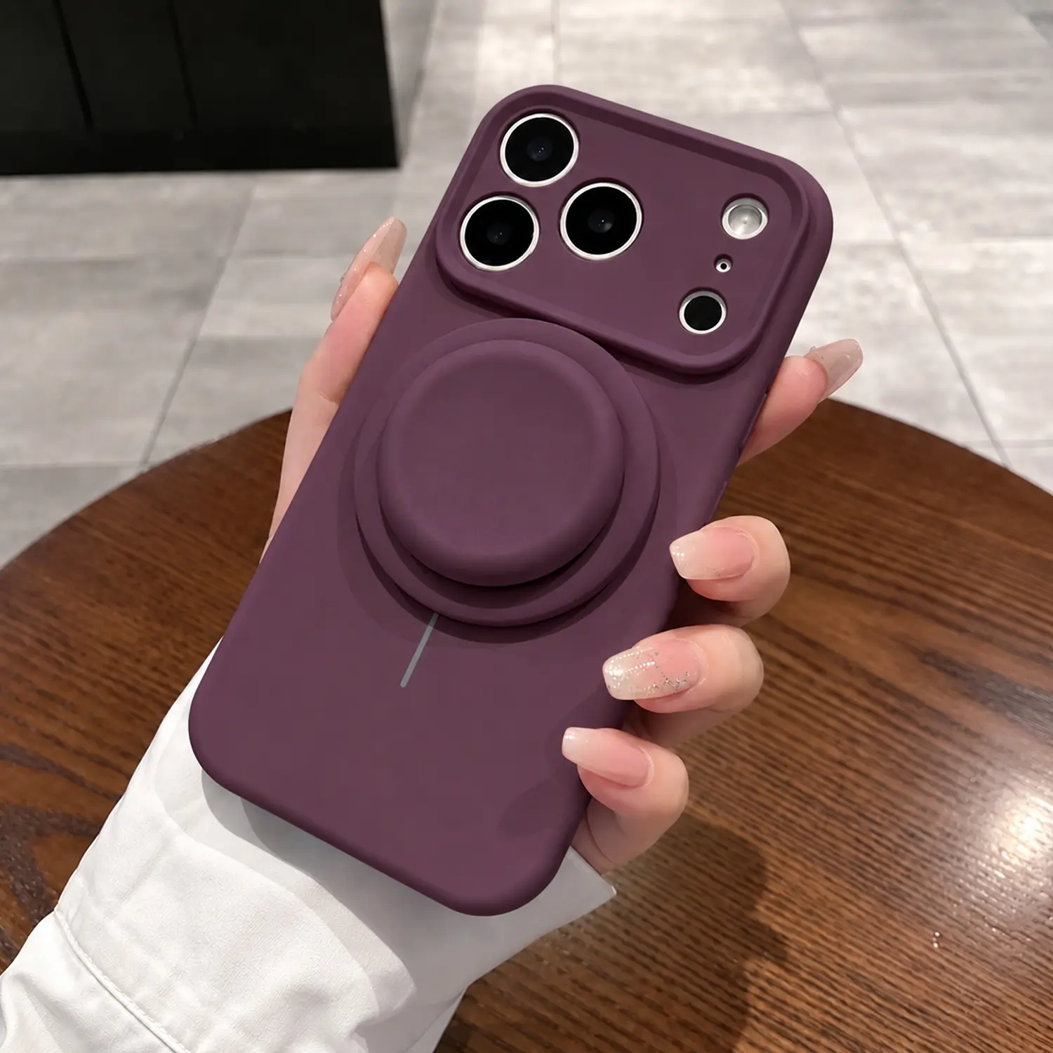 Magnetic Liquid Silicone Case for iPhone 18 Pro Max/17/16/15/14/13 Series with Detachable Phone Grip & Stand, MagSafe Compatible Shockproof Cover with Soft Microfiber Lining and Raised Camera Protection