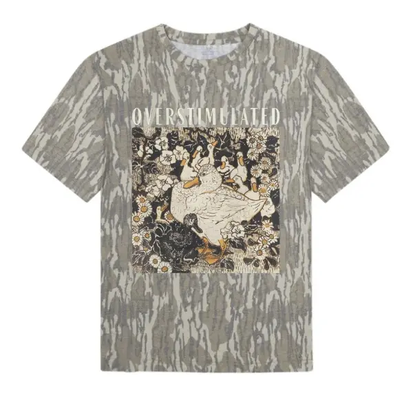Overstimulated Mama Duck Camo Shirt,  Mossy Oak Farm Animal Graphic Tee, Homeschool Mom Life Tee, Cottagecore Mother's Day Gift