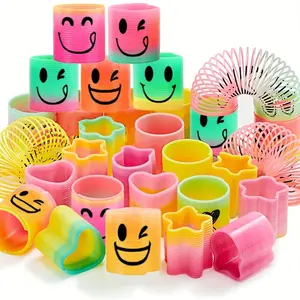 Rainbow Circle Party Favors, Mini Plastic Spring Toys, Small Spring Circles Bulk Pack, Carnival Prizes, Birthday Gifts, Gift Bag Fillers