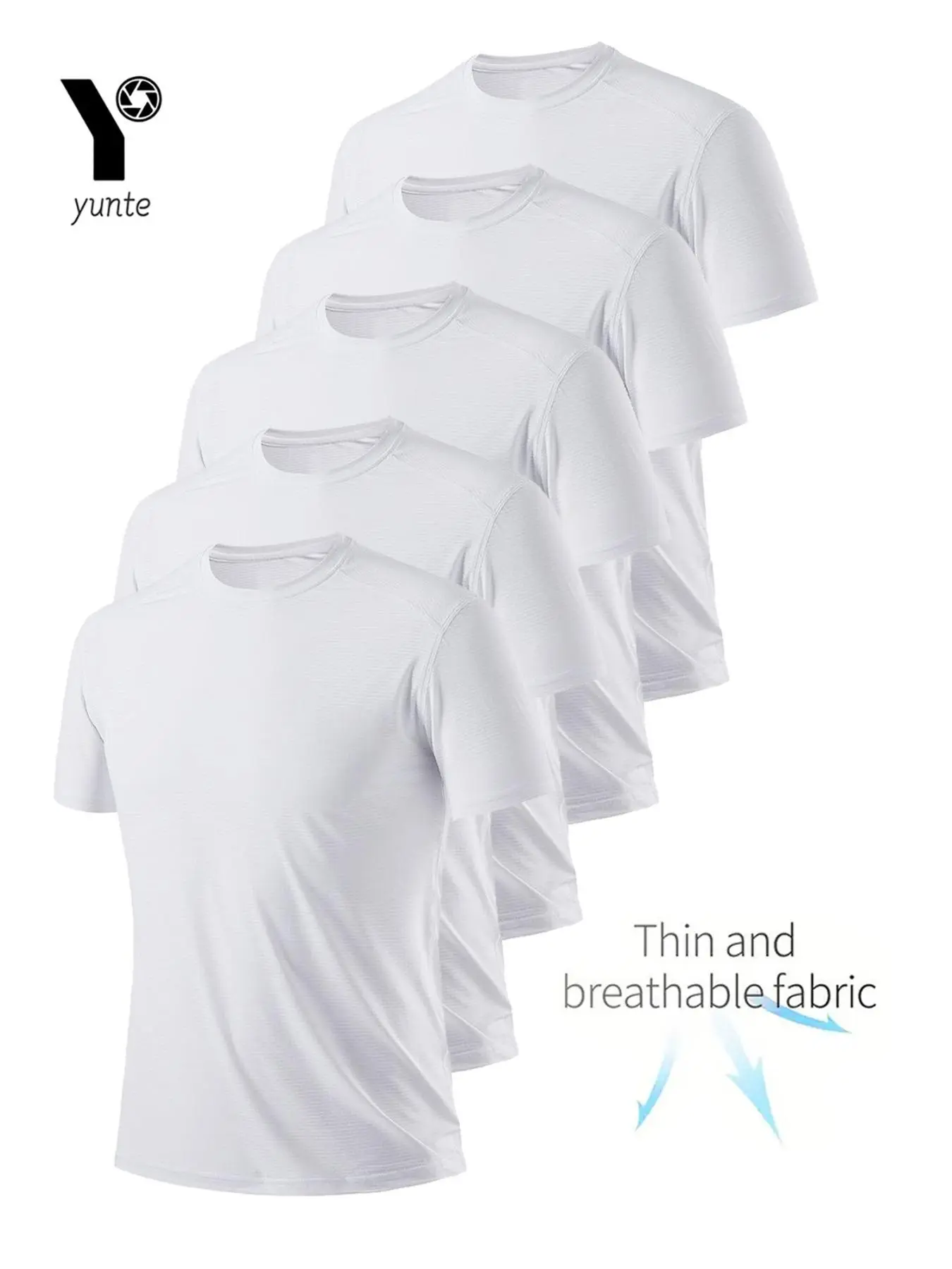 5-Pack Lightweight Men's Crew Neck T-Shirts, Moisture Wicking Tee, Quick-Dry Breathable Sweat-Wicking Shirts for Gym Running, Comfortable Activewear, Sportswear Top