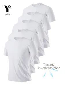 5-Pack Lightweight Men's Crew Neck T-Shirts, Moisture Wicking Tee, Quick-Dry Breathable Sweat-Wicking Shirts for Gym Running, Comfortable Activewear