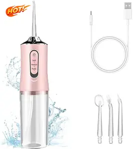 Rechargeable Water Flosser 3 Cleaning Modes Oral Irrigator  High-Frequency Pulse Teeth Cleaner  IPX7 Waterproof  4 Jet Tips  220ML Water Tank for Sensitive Gums  Braces  Home Travel Portable Dental Care Tool