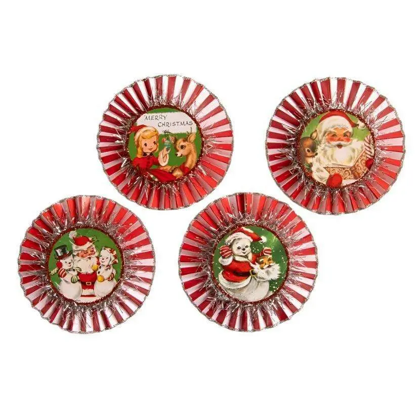 Bethany Lowe Designs Retro Tinsel Rosette Ornaments Pack of 4, Home Decor, Room Decor