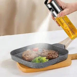 Press Type Olive Oil Glass Sprayer with Dustproof Nozzle, Leakproof Refillable Oil Dispenser Bottle, High-Sealing Clear Container for Kitchen, Cooking Gadget Perfect for Salad, Grilling, Baking, Roasting, Ideal for Oil Storage and Portion Control