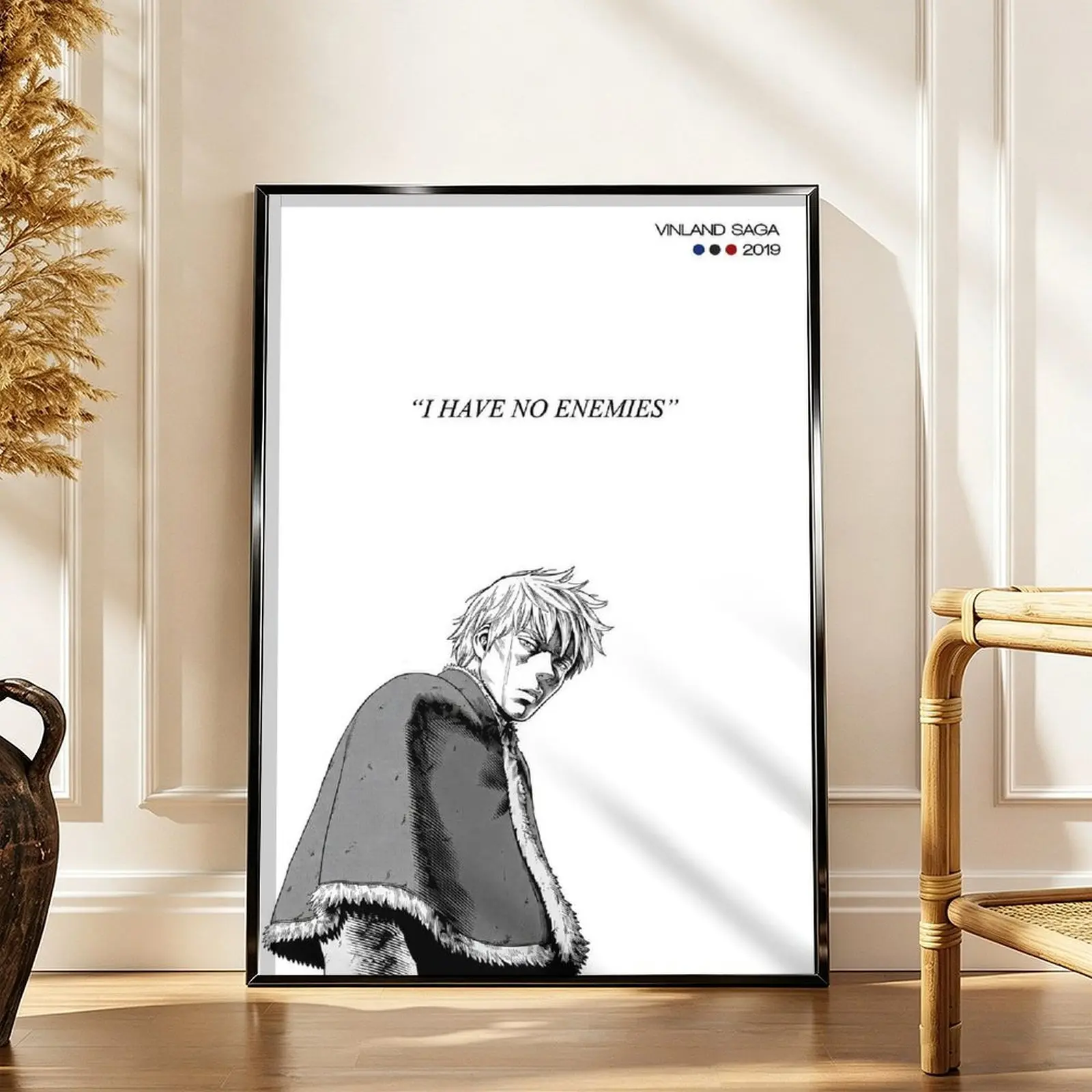 Aesthetic Manga Quote Canvas, I Have No Enemies Blonde Viking Art for Game Room, Garage, and Boy's Room Decor
