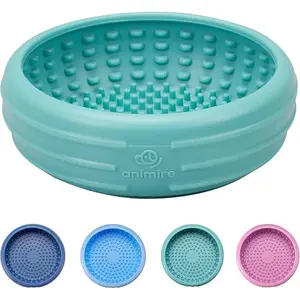 Dog Lick Bowl, Animire Freeze Lick Mat for Dogs, Non-Slip Slow Feeder Licking Bowl Enrichment Treat for Distraction Anxiety Relief, Food Grade Silicone, Dishwasher Safe(Teal,S)