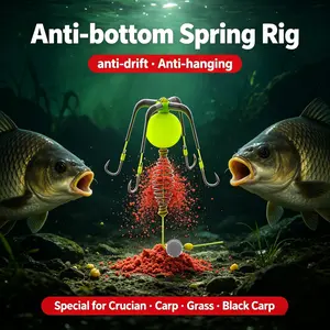 2-Piece Anti-Bottom Spring Fishing Set, Anti-Entanglement Suspended Iseki Hook, Carp and Crucian Carp Rod, Finished Fishing Gear, Fishing Hooks