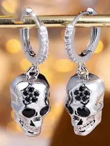 Gothic Dark Personalized Creative Skull Pendant Earrings, Unisex Classic Vintage Holiday Party Jewelry Gift, Witchy Jewelry, Unique Statement Accessory