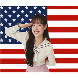 1pcs 2D Printed Loona Chuu Salute Flag Banner, High Quality Chuu American Flag Tapestry, Stylish Modern Chuu M Design, Unique, Stylish and Beautifully Attractive Ornaments