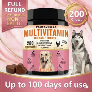 PAWFAVORLAB 8-in-1 Chewable Multivitamin Bite for Dogs, Soft Chew Immune Support Dog Treats Supplement 8 in dog supplements 200 Chews dog chews pet chews dog vitamins and supplements
