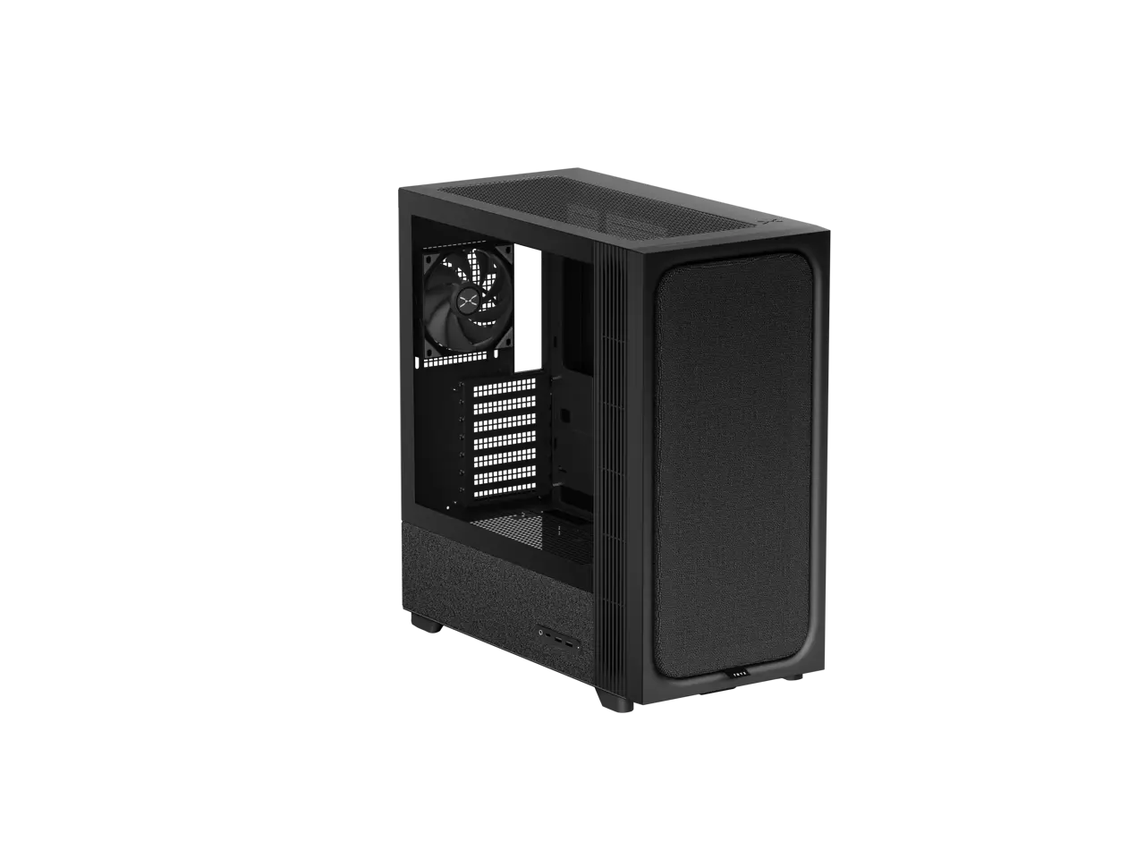 TRYX FLOVA Black Mid-Tower ATX PC Case Breathable Fabric-Crafted Tempered Glass ATX Case Quiet Cross-Flow Fan Three Speed Modes Computer Case 360mm Radiator Support USB Type-C 3.2 Gen 2x2 I/O Panel