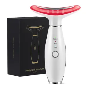 3 Color Neck Face Massager - Facial Massager Tool for Skin Care at Home, Vibrating Face Massager with Thermals, Galvanic Machines White