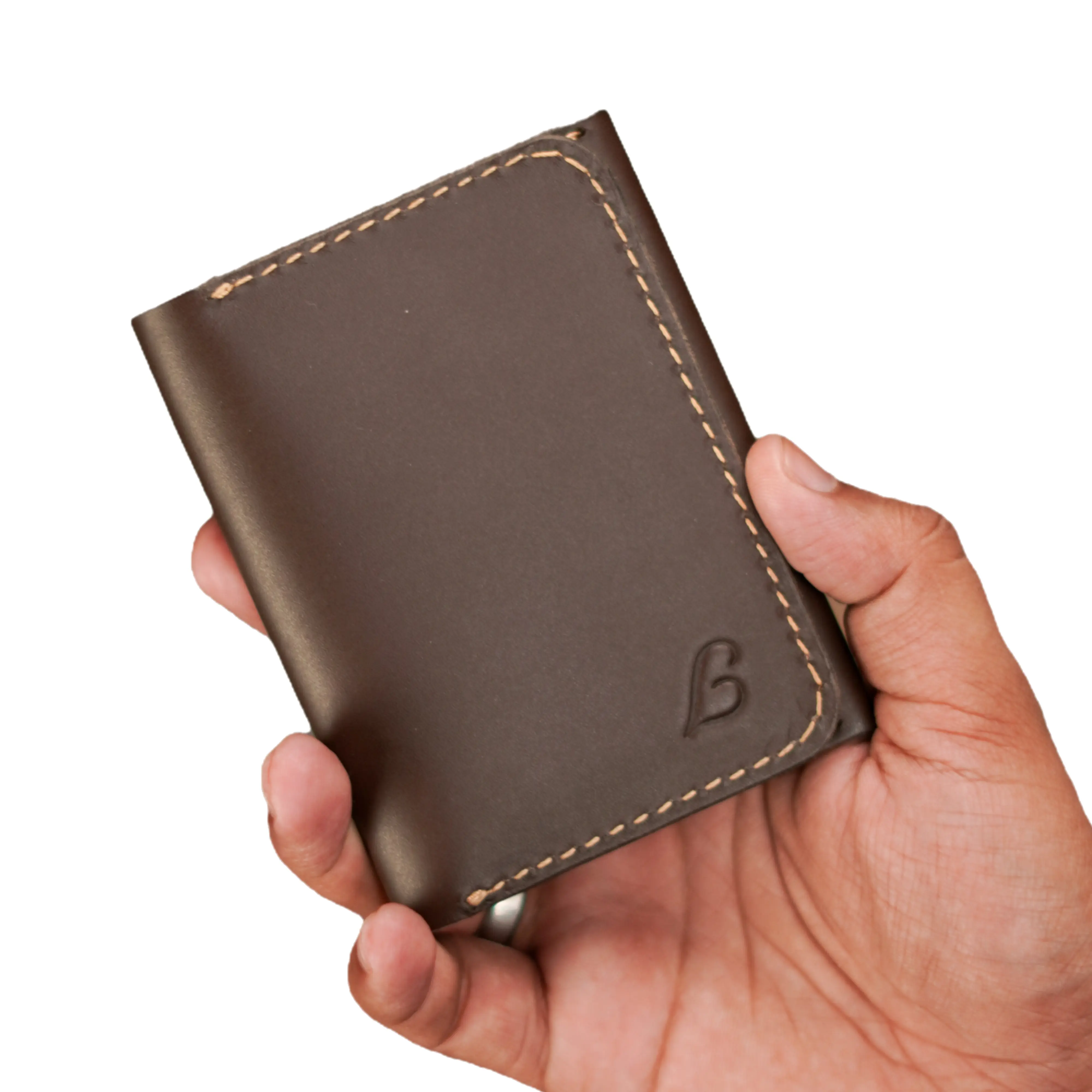 Leatherica Men’s Full-Grain Leather Bifold Wallet, Handmade Slim Genuine Leather Card Holder, Compact Durable Everyday Wallet Gift for Him - Brown