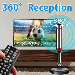 TV Antenna for Smart TV Indoor, 2026 Newest Antenna with Strong Magnetic Base, 360°&Long Range Reception TV Antenna for Local Channels, Easy Setup Antenna for TV Without Cable (Black+Red)