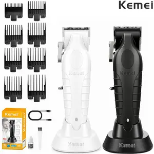 Kemei Km-2296 Cordless Rechargeable hair clipper for men, Wireless Beard Trimmer, ceramic blade,Silent Design, 2500mah Lithium Battery, Dlc Coated Sharp Blades,Grooming Kit,Gift for Men